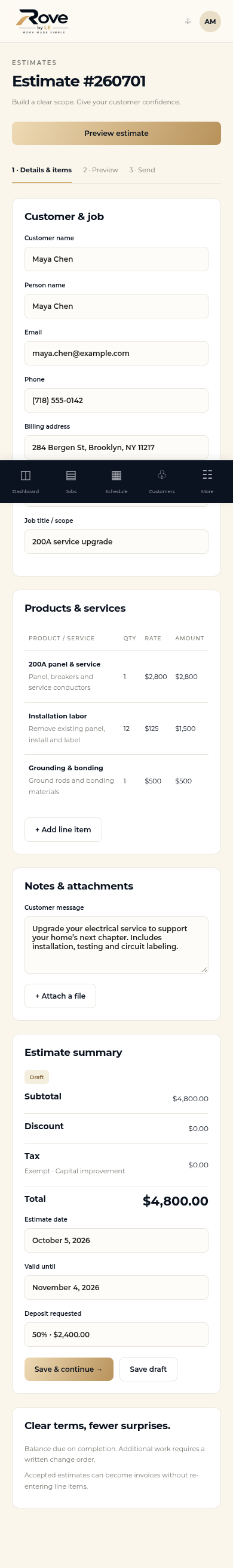 estimate-builder phone mockup