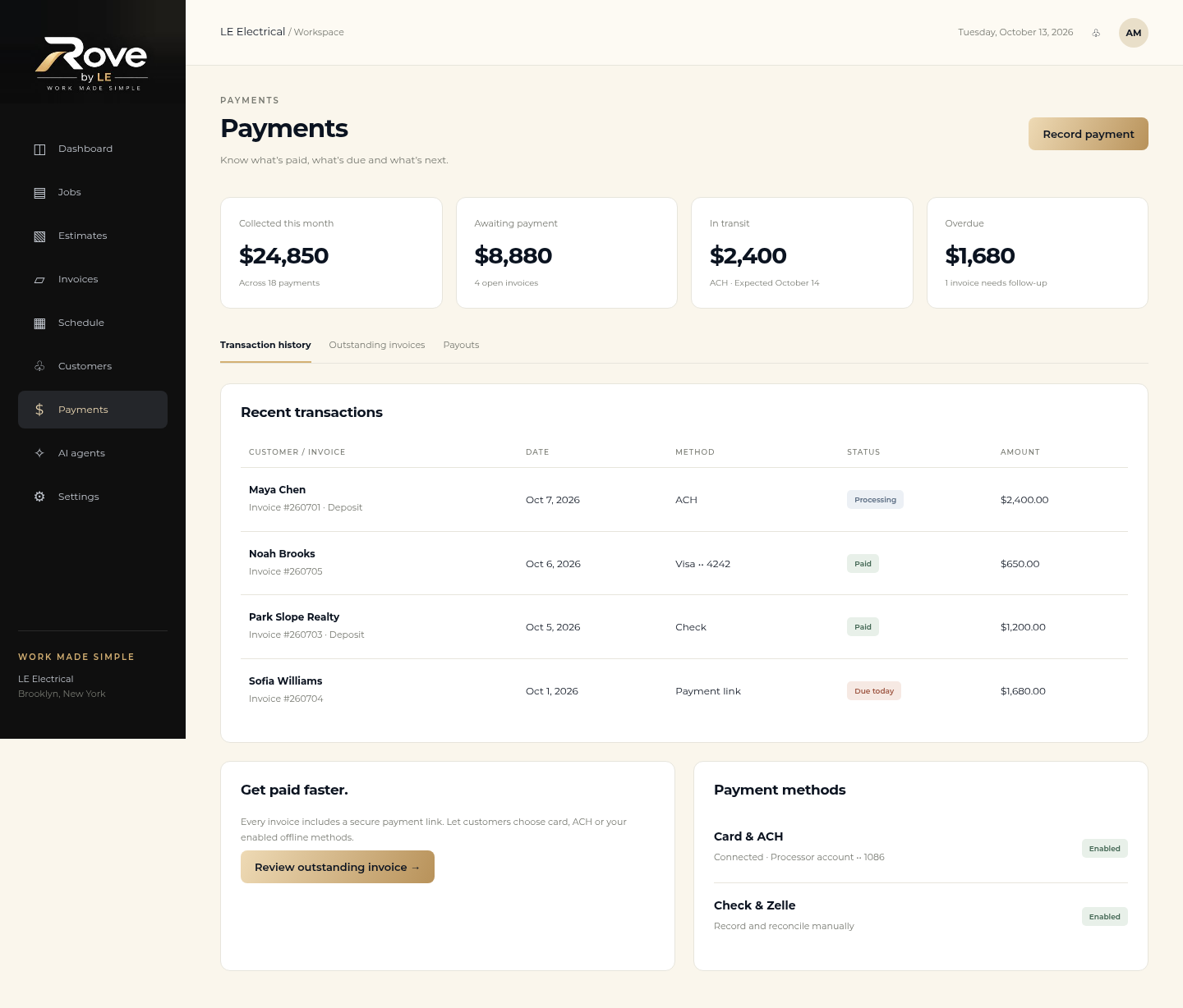 payments desktop mockup